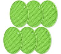 homEdge Salvamanteles de silicona, 6 paquetes, multiusos, antideslizante, resistente al calor, soporte para ollas, color verde