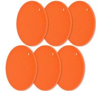 homEdge Salvamanteles de silicona, paquete de 6 unidades, multiusos, antideslizante, resistente al calor, color naranja