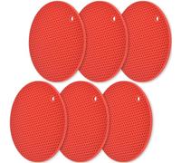 homEdge Salvamanteles de silicona, paquete de 6 unidades, multiusos, antideslizante, resistente al calor, color rojo