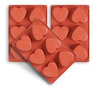 homEdge Stampo in silicone a 6 cavità cuore, stampi a forma di cuore da 3 pacchi per fare sapone fatto a mano, cioccolato, candele di sapone e gelatina