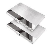 homEdge Tarjetero de acero inoxidable superligero, delgado, profesional, 2 paquetes de tarjetas para viajes y negocios