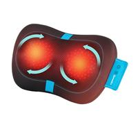 HoMedics Cojín de Masaje Portátil Shiatsu con Calor - Masajeador Muscular Profundo para la Espalda Baja, Cuello y Hombros con 4 Nodos Rotativos, 2 Direcciones, Almohadilla de Masaje Calefaccionada