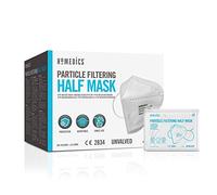 Homedics FFP2 Mascarillas con certificado CE, 20 unidades, 3 capas de protección, Capa exterior con filtración antibacteriana, KN95, Protege del polvo, Ajustable para comodidad personalizada
