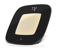 Homedics glo Báscula Digital - Báscula de Baño con Luz Nocturna por Sensor, Diseño Ecológico, Base de Plástico Reciclado, Pantalla de Alta Precisión - Opciones lbs/kgs/st y Elegante Vidrio Templado