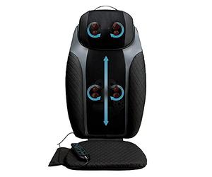 HoMedics Masajeador Shiatsu 2 en 1 y cojín inalámbrico, dos componentes de masaje dirigidos a la cobertura de cuerpo completo con funcionalidad de masaje aislado, color negro