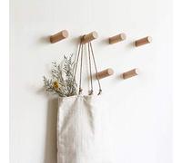 HomeDo Wall Hooks Perchero de madera, para Montaje en Pared, para Entrada, Estante para Sombreros, Ganchos Decorativos, toallero, Gancho para Cargas Pesadas (Haya-6 cm, 8 Piezas)