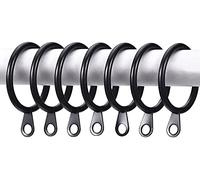 HomeElabador Ganchos de Cortina de Metal con Ojales Fijos, 24 Piezas, 40 mm de diámetro Interior, Negro