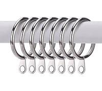 HomeElabador Ganchos de Cortina de Metal con Ojales Fijos, 24 Unidades, 30 mm de diámetro Interior, Plateado