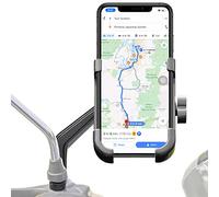 Homeet Soporte Móvil Moto, Soporte Telefono Motocicleta Universal Aleación de Aluminio 360 Rotación Soporte Moto Retrovisor Antideslizante para 4"-7.2" Telefono y GPS