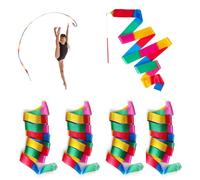 Homefantasy 10 Piezas Varillas De Cinta Gimnasia Ritmica para Niños, Cinta de Gimnasia Colores Arcoiris con Baston, Cinta de Baile para niños Gimnasia Ritmica,Baile Infantil,Talent Show