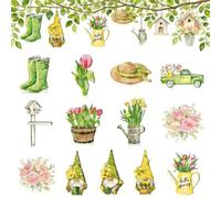 Homefantasy Decoracion Primavera, 24 Piezas Decoración Primaveras Adorno Colgante Madera con Cordel, Adornos De Primavera Aptos para Colgar En Interiores Y Exteriores