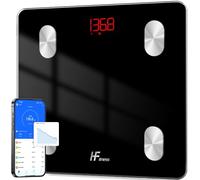 HomeFashion HFitness Báscula de Baño Inteligente con 19 Mediciones Corporales, Báscula Digital de Grasa Corporal Bluetooth con App, IMC, Peso, Masa Muscular y Masa Ósea negra