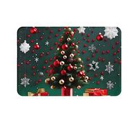 HOMEFC Tapete redondo para puerta de árbol de Navidad, para interiores y exteriores, tapete de bienvenida para patio, tapete de bienvenida de 16 x 24 pulgadas, antideslizante, fácil de limpiar