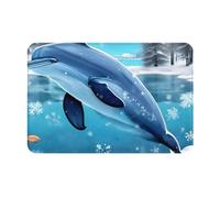HOMEFC Tapete Winter The Dolphin para puerta interior y exterior, tapete de bienvenida para patio, tapete de bienvenida de 40,6 x 61 cm, antideslizante, fácil de limpiar