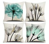 Homefeelzydys Funda de cojín decorativa 50x50, Juego de 4 Fundas de cojín cuadradas de 20x20, Patio al aire libre, jardín, Sala de estar, sofá, decoración de Granja