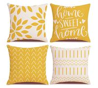 Homefeelzydys Fundas de Cojín 60 x 60 cm, Juego de 4 Fundas de Cojín Cuadradas Amarillo Paquete de 4 para Patio al Aire Libre, Jardín, Sala de Estar, Sofá, Decoración de Casa de Campo