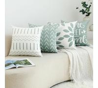 Homefeelzydys Fundas De Cojines 45 x 45 Juego De 4 Paquete De 4 Fundas De Almohada 18x18 Verde Claro Para Patio, Jardín, Sala