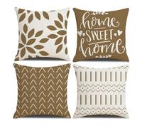 Homefeelzydys Juego de 4 Fundas de cojín cuadradas Marrones de 45 x 45 Pulgadas, 45 x 18 Pulgadas, para Patio, jardín, Sala de Estar, sofá, decoración de casa de Campo