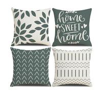 Homefeelzydys Juego de 4 Fundas de cojín de 45 x 45 Pulgadas, Color Verde Oscuro, Fundas de cojín cuadradas de 18 x 18 Pulgadas, Paquete de 4 para Patio, jardín, Sala de Estar, sofá, decoración de