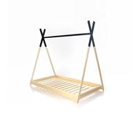 HOMEforDREAMS Cama infantil estilo tipi H4D-07: diseño inspirado en Montessori, listones y techo pintado, acogedora zona para dormir y jugar para niños (negro, 200 x 100 cm)