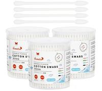 HOMEFOX Bastoncillos de algodón puntiagudos de precisión - 600 bastoncillos de algodón orgánico puntiagudos de doble cara con puntas de algodón envueltas herméticamente, palo de papel suave, suave,