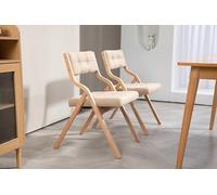 HOMEFUN - Juego de 2 sillas plegables acolchadas de madera con cojín para invitados (2 unidades, portátiles y montadas), color caqui