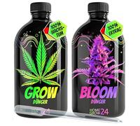 HOMEGROW24 Abono para cannabis Duo - Grow and Bloom Abono NPK líquido para plantas de interior, exterior & autoflorecientes y kit de cultivo de abono para cáñamo adaptado a la caja de cultivo