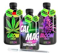 HOMEGROW24 Set de abono Trio, para el cuidado general de las plantas de cannabis, set de 3 botellas de 250 ml, muy productivo, para una gran cosecha.