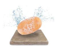 HomeHacker Jabonera Moderna de travertino de Piedra Natural, Incluye pies Antideslizantes, también como Posavasos de Cristal o para decoración, Plantas, raclette, 10 x 10 cm