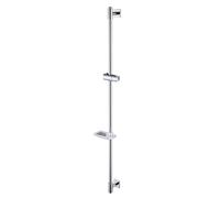 HomeHeng Barra de ducha de 120 cm con jabonera, acero inoxidable SUS304, barra de ducha con soporte para alcachofa de ducha, soporte para alcachofa de ducha, altura regulable, cromado, H811-120HC
