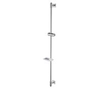 HomeHeng Barra de ducha de 120 cm con jabonera, acero inoxidable SUS304, barra de ducha con soporte para alcachofa de ducha, soporte para alcachofa de ducha, altura ajustable, níquel cepillado,