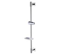 HomeHeng Barra de ducha de 80 cm con jabonera, barra de ducha de acero inoxidable SUS304 con soporte para alcachofa de ducha, soporte para alcachofa de ducha, altura ajustable, cromo H811-80HC