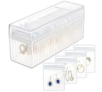 HOMEHIVE Organizador de joyas de acrílico, organizador de joyas transparente con 20 bolsas de joyería portátiles antideslustre, estuche de joyería de viaje para aretes, anillos, collares, pulseras,
