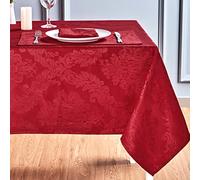 HomeJoy Red Barcelona - Mantel Rectangular de Damasco Jacquard de Lujo, 100% poliéster, Resistente al Aceite, Impermeable, Comedor, Navidad, Banquete de Fiesta y Vacaciones (Rojo, 60 x 84)