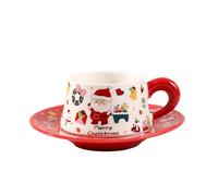 HomeJoySet ,Ceramic Coffee Cups,High Appearance Level, Personality Creative Ceramic Cups,Beautiful and Designed Coffee Cup with saucer,Suitable for Home,Office,Restaurants and Cafe(Red)