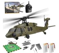 HomeJoySet Helicóptero RC For Adultos, Modelo Black Hawk Sin Flybar, 2.4G, 4 Canales, Giroscopio De 6 Ejes Con Retención De Altitud, Soporte De Exhibición Y Almohadillas, Versión De 2 Baterías(2-batte