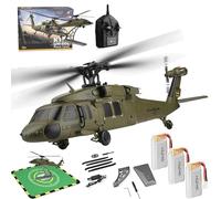 HomeJoySet Helicóptero RC For Adultos, Modelo Black Hawk Sin Flybar, 2.4G, 4 Canales, Giroscopio De 6 Ejes Con Retención De Altitud, Soporte De Exhibición Y Almohadillas, Versión De 2 Baterías(3-batte
