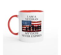 HomeJoySet Taza De Café For Veteranos, Diseño De La Bandera De EE. UU., Mi Juramento Nunca Expira, Regalo Original For La Marina, El Ejército Y La Fuerza Aérea.(Red,11oz)