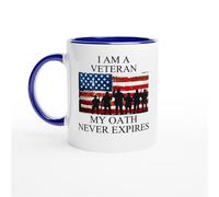 HomeJoySet Taza De Café For Veteranos, Diseño De La Bandera De EE. UU., Mi Juramento Nunca Expira, Regalo Original For La Marina, El Ejército Y La Fuerza Aérea.(Blue,11oz)