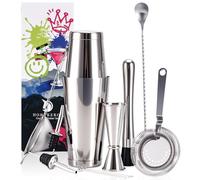 HOMEKEROS Juego de coctelería de 12 piezas, de acero inoxidable, 550 ml y 850 ml, juego de coctelera Boston con accesorios de bar, juego profesional para barman, caja de regalo para cócteles