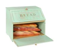 HOMEKOKO Panera grande de doble capa para encimera de cocina, diseño retro, contenedor de almacenamiento de pan de madera de gran capacidad (verde menta)