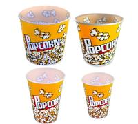 HOMELANDIA - 4x Cubos Palomitas Lote de 4 Cubos para Palomitas, Varios Tamaños Popcorn Buckets Grandes para Cine en Casa - Reutilizables, Resistentes y Fáciles de Limpiar, Diseño Retro PVC