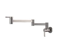 HomeLava Grifo relleno de olla, Grifo de cocina montado en la pared, Grifo latón, Plegable, Extensible, Doble junta, 2 manijas (níquel cepillado)