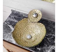 HomeLava Lavabos sobre encimera Lavabo para baño Juego de lavabo Lavabo de templado vidrio con Grifo de cascada Lavabo con accesorios de drenaje, Irregular