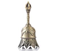 Homelavie Campana de mano de latón súper fuerte para sonar en bodas, campanas de mano de loto para personas mayores, mesita de noche, campana de aula, campana de cena, campanas tibetanas, campanas de