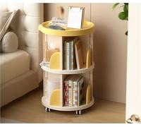 HOMEle Boohelf redondo de 3 niveles con ruedas, estantería abierta para salón, dormitorio, baño, estudio, color amarillo Slish Sto Rack, 46 x 64 cm