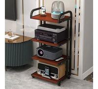 HOMEle HiFi Rack on Wheels - Soporte ajustable para consola Ma y soporte de impresora, diseño abierto, estante amplificador, ahorro de espacio, mesa giratoria para cine en casa y sistemas Ste