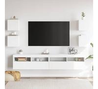 HOMELEN Armario de pared para TV 4 unidades, color blanco, 30,5 x 30 x 30 cm, armario para TV, estilo escandinavo, mueble de TV, mueble de salón, mueble de TV, armario para sala de estar, dormitorio