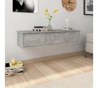 HOMELEN Estantería de pared con cajones de color gris hormigón, 88 x 26 x 18,5 cm, material de madera, armario para TV, mueble de TV, muebles de salón, mesa de televisión, armario para sala de estar