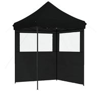 HOMELEN Foldable Party Tent Pop Up with 2 Sidewalls Black, Waterproof PVC Coated Oxford Fabric, Powder Coated Steel Frame, 200x200x306cm, for Outdoor Weddings Festivals Camping Picnics Events